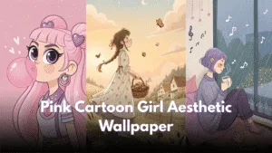 Pink Cartoon Girl Aesthetic Wallpaper